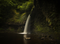 Sgwd Gwladys Waterfall, Brecon Beacons, Wales, UK, March